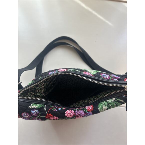 Vera Bradley Purse Crossbody Hipster Winter Berry Adjustable Pocket Black Purple - Picture 8 of 13